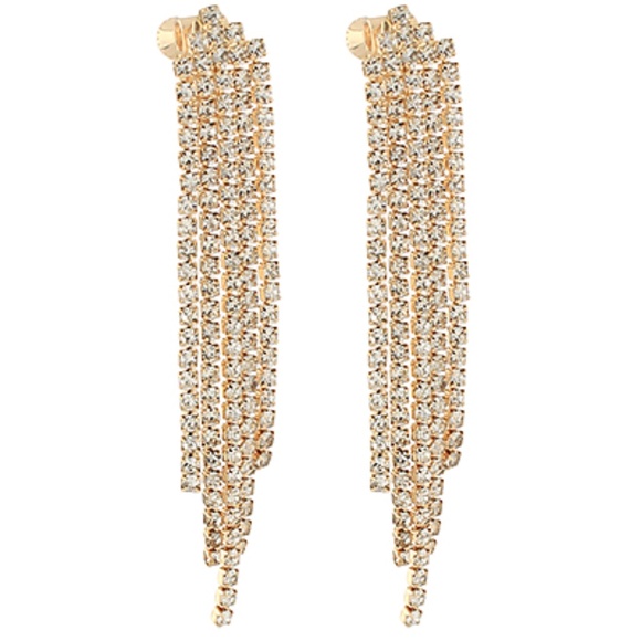 Pave Crystal Fringe Earrings - Picture 1 of 1